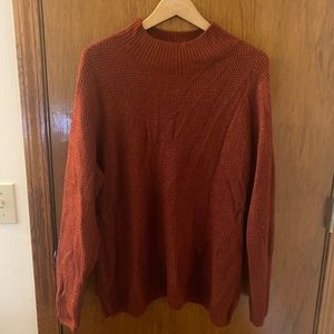 Rust Orange Waffle Texture Sweater